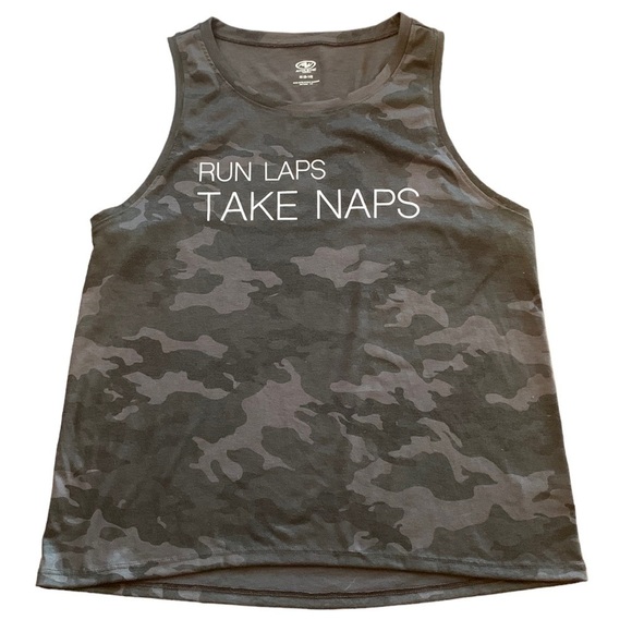 Avia Run Laps Take Naps Gray Camo Athletic Tank Top Size M (8-10) - Picture 1 of 5